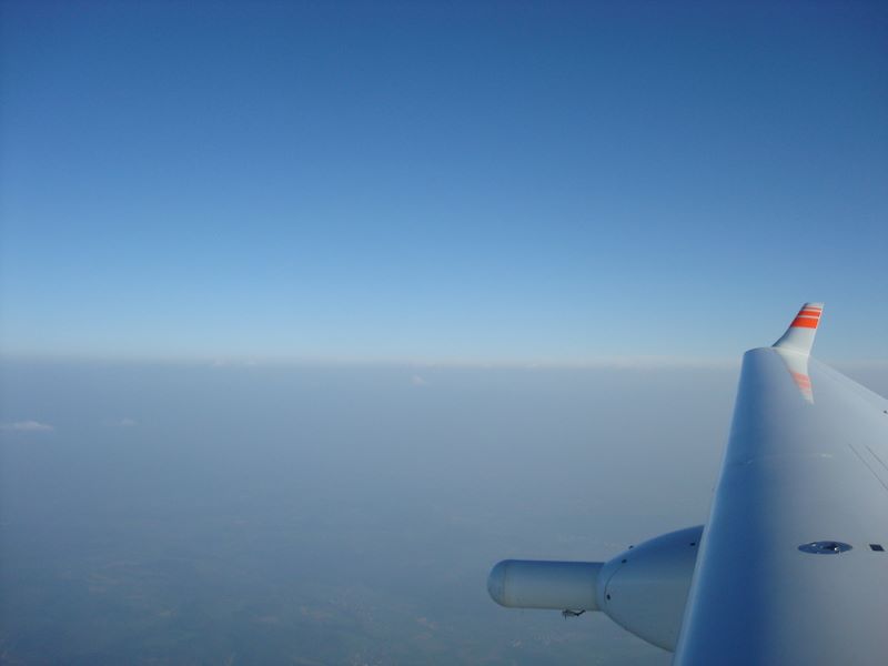 Kein Schönwetterflug: Die Aschewolke verschlechtert die Sicht, die gemessene Partikelkonzentration ist hoch