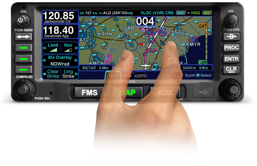 Kompakt: Auch das kleinere Flight-Management-System IFD 440 von Avidyne hat einen berührungssensitiven Monitor