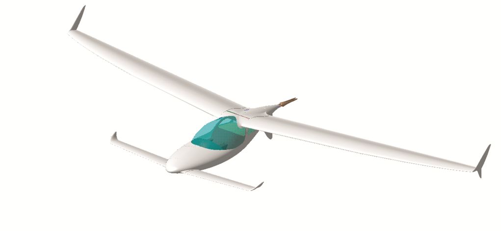 Computeranimation des UL-Entenflugzeugs in Motorsegler-Konfiguration von Björn Drees