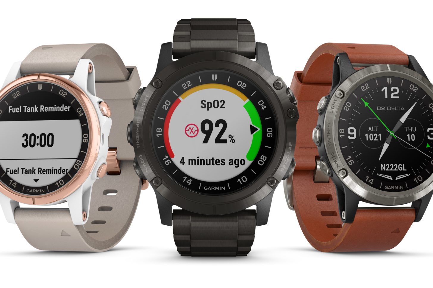 Die drei Modelle der Garmin D2 Delta