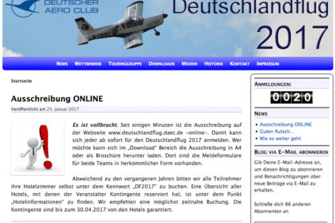 Anmelden jetzt: zum Deutschlandflug 2017