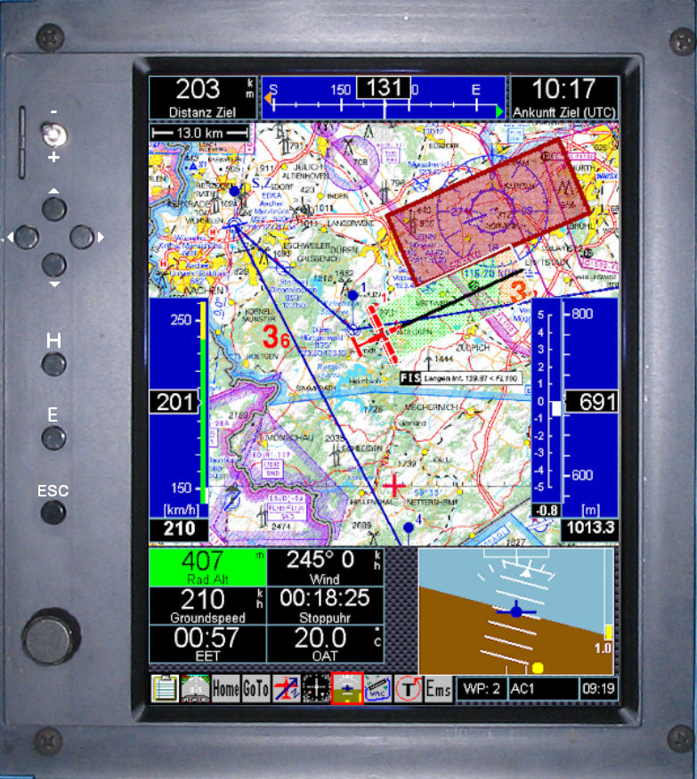 VP-EFIS - Elektronisches Fluginformations-System - mit Moving Map