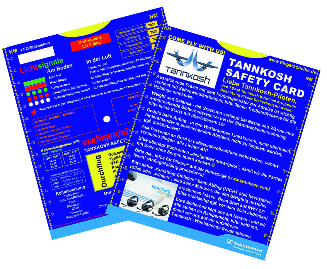 Alles im Blick: Tannkosh 2013 Safety Card