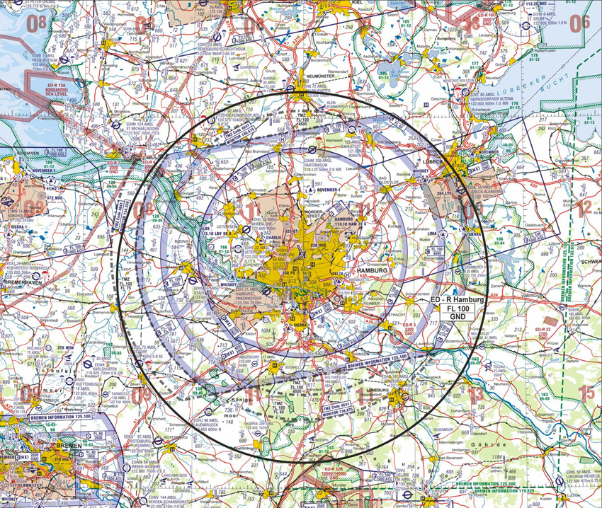 Zentrum des 30-Meilen-Rings ist das Hamburger Messegelände, nicht der Flughafen