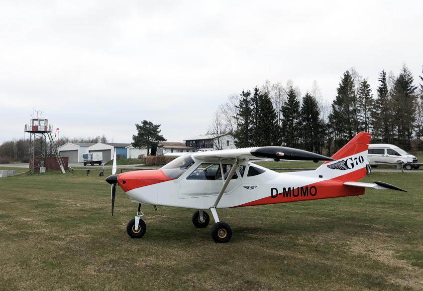 Am Ziel: die neue G70 an ihrem neuen Zuhause, dem Flugplatz Schameder (EDGQ)