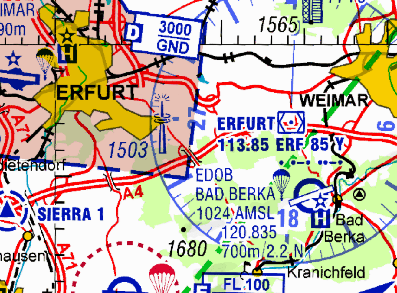 Luftraum Echo am Erfurt VOR