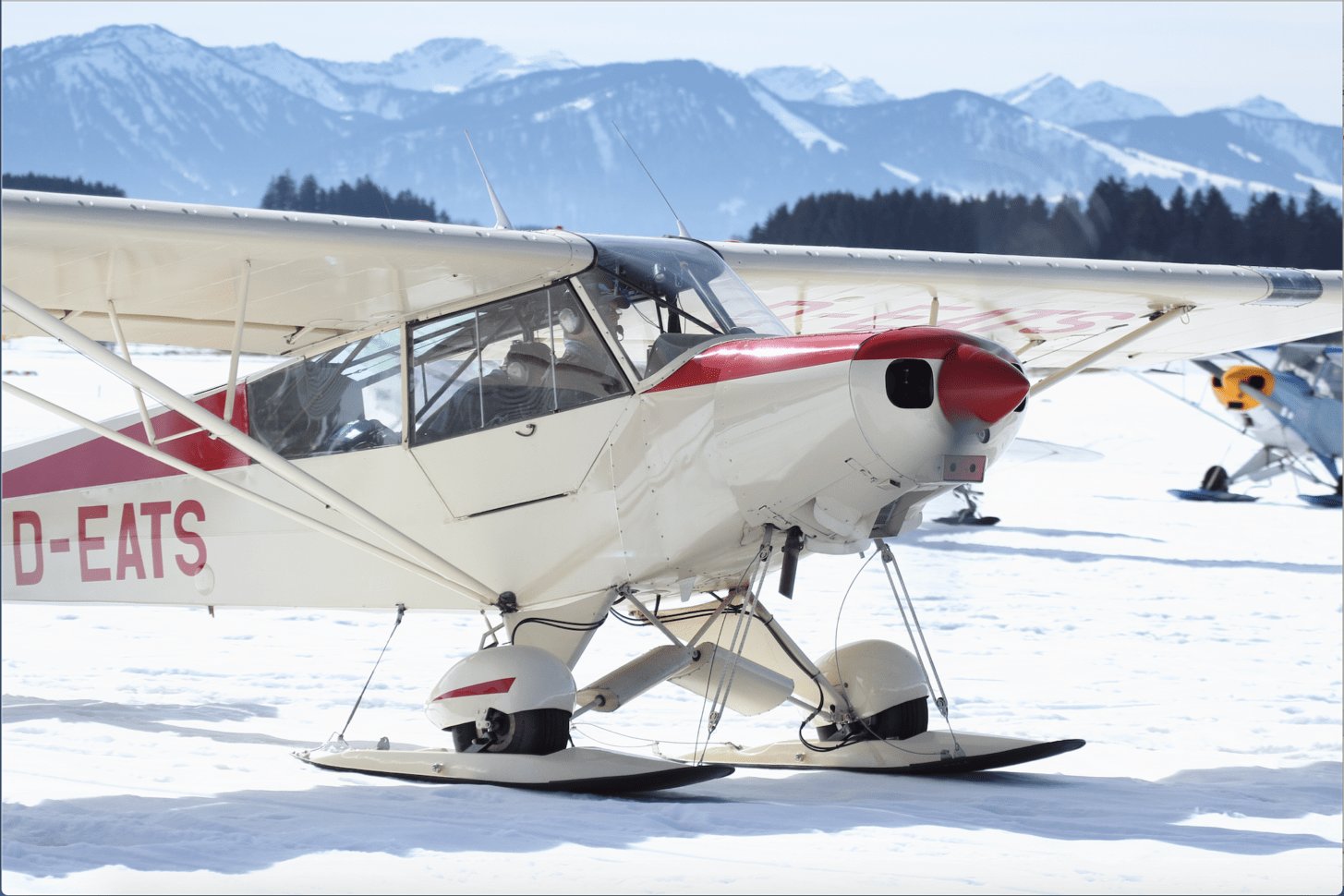 Das Glück auf Ski: PA-18 beim Skifliegertreffen 2015 in Kempten