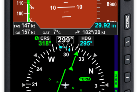 Anzeige von HSI, TAS und Wind auf dem E5