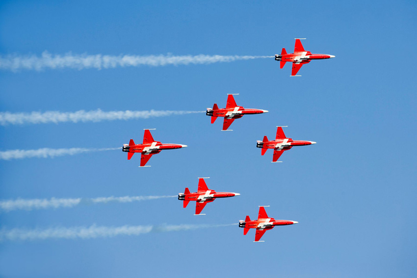 Vorbildlich: Die Patrouille Suisse zählt zu den besten militärischen Kunstflugstaffeln der Welt