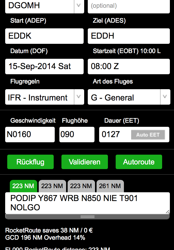 Routenplanung bei RocketRoute