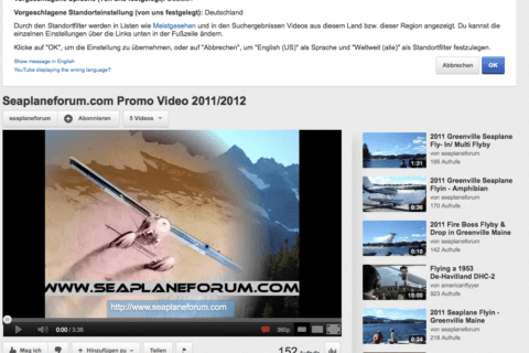 Stimmungsvoll: Wasserflugbilder als Clip des Seaplane-Forums auf YouTube