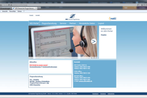 Die neue Startseite des AIS-Portals