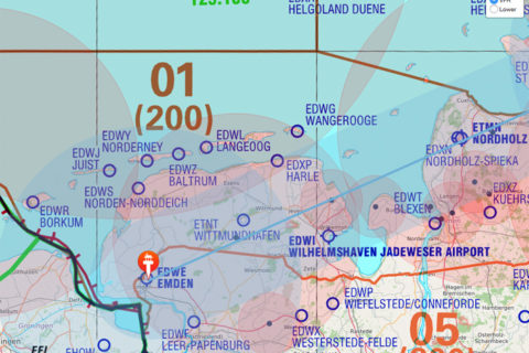 Obacht: NOTAM checken beim Flug an der Nordseeküste vor Wittmund! (Karte nicht zur Navigation geeignet)