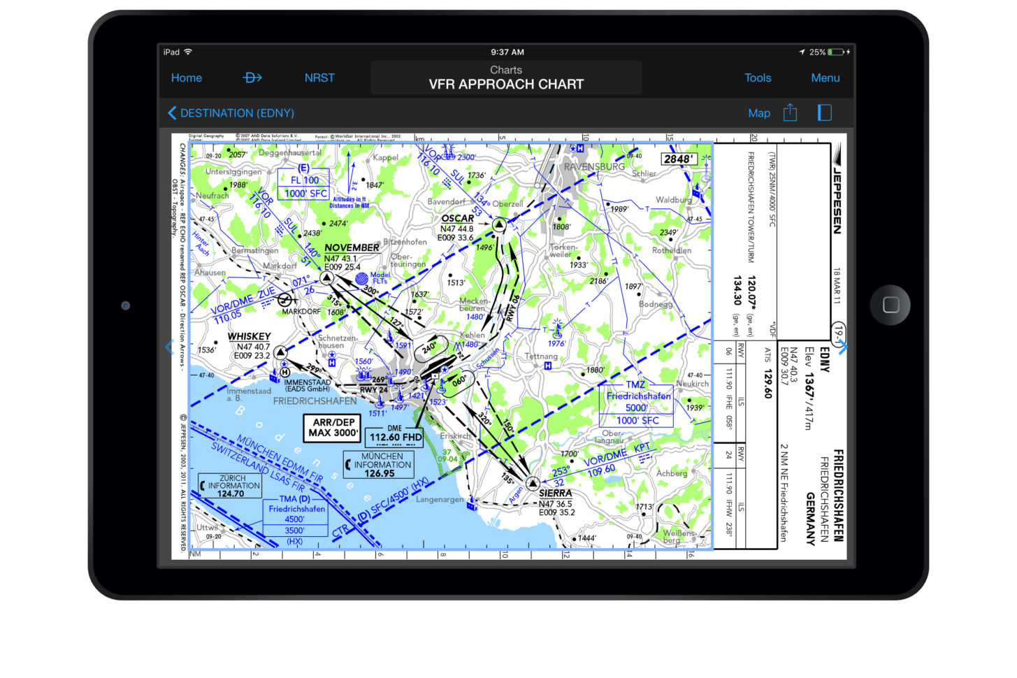 Jeppesen-Anflugkarte in Garmin Pilot