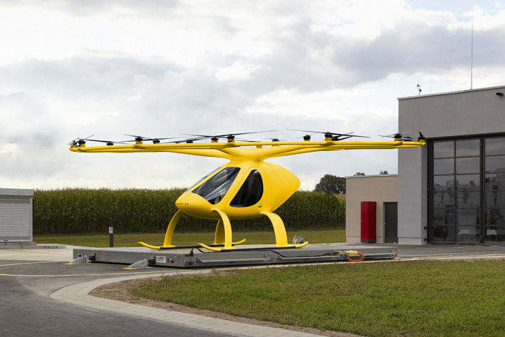 Mal in Gelb: So könnte ein Volocopter in verkehrsgelber ADAC-Lackierung aussehen