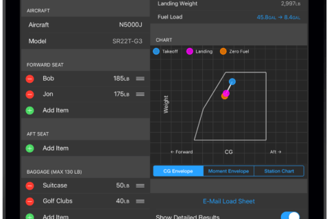 Weight&Balance-Berechnung in Garmin Pilot