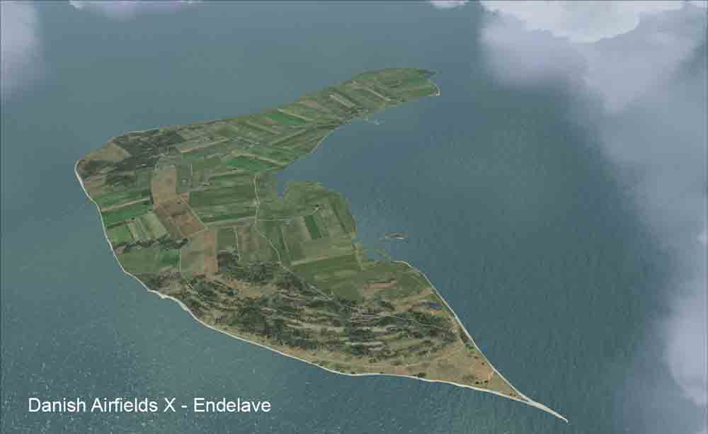 Die Insel Endelave in der virtuellen Version aus der Luft