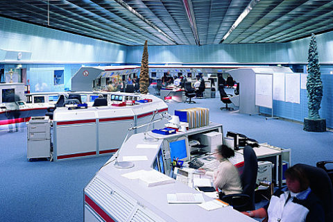 Arbeitsplatz von Fluglotsen
