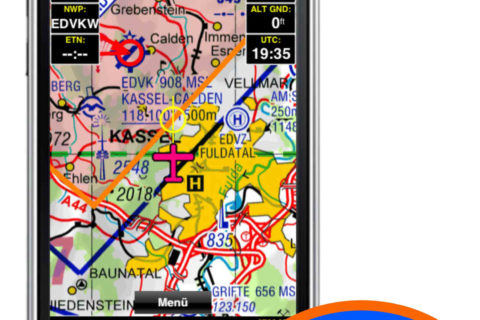 Apples iPhone mit der Sky-Map-App von RS-Datentechnik