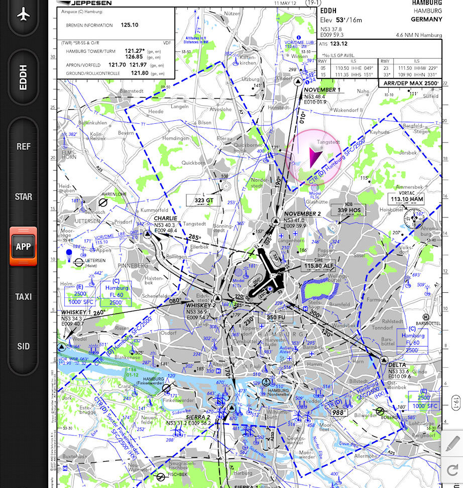 Jeppesen-Anflugkarte auf dem iPad