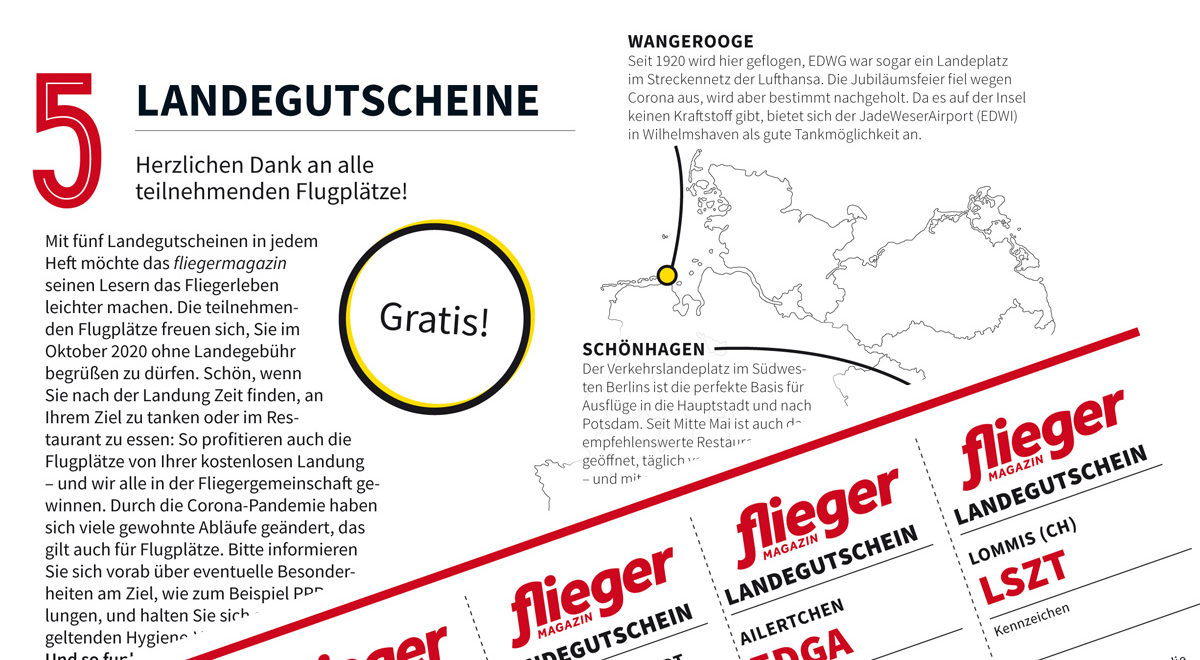 Im Juni gratis landen mit den fliegermagazin-Landegutscheinen