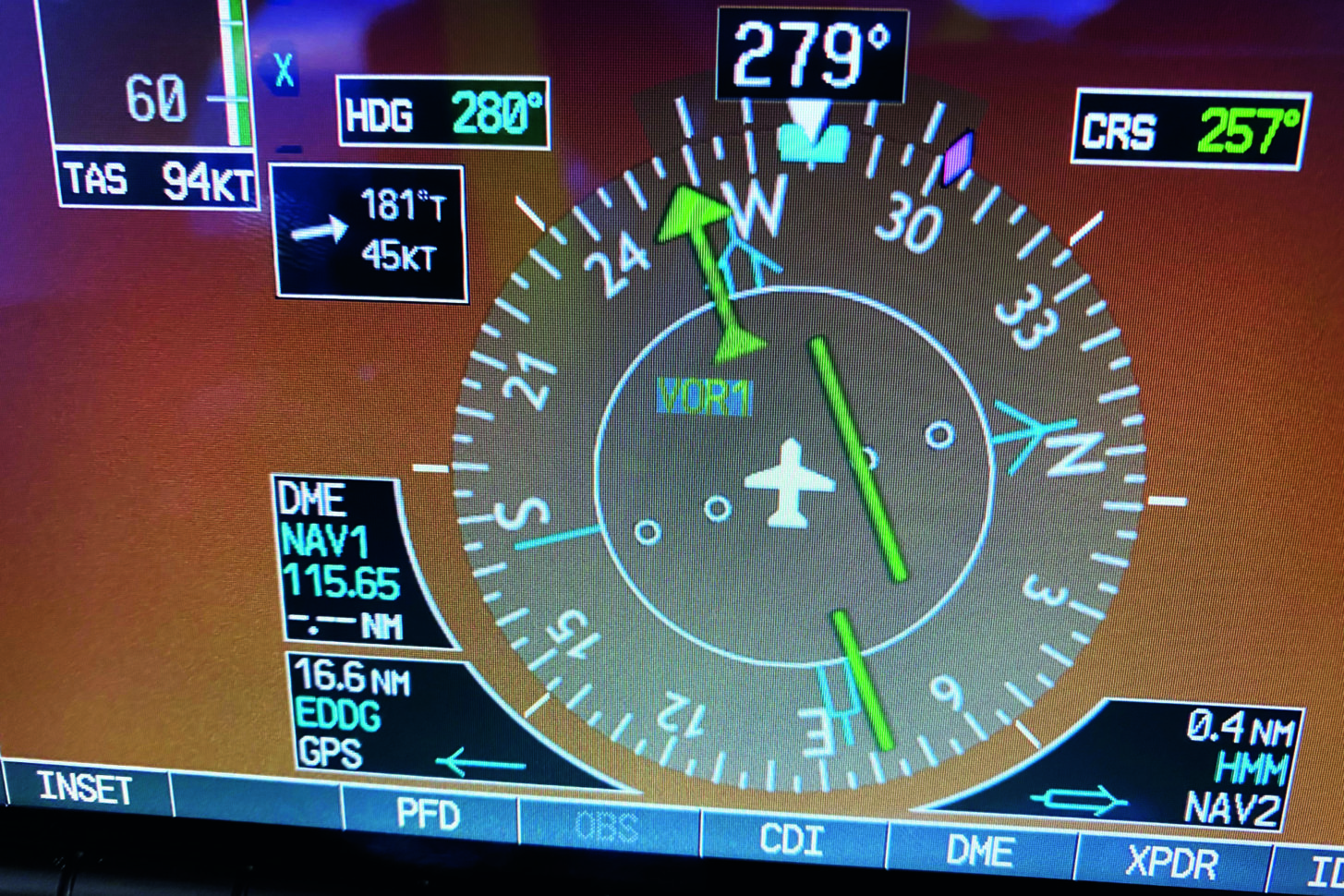 Navigationsanzeigen im Flugzeug