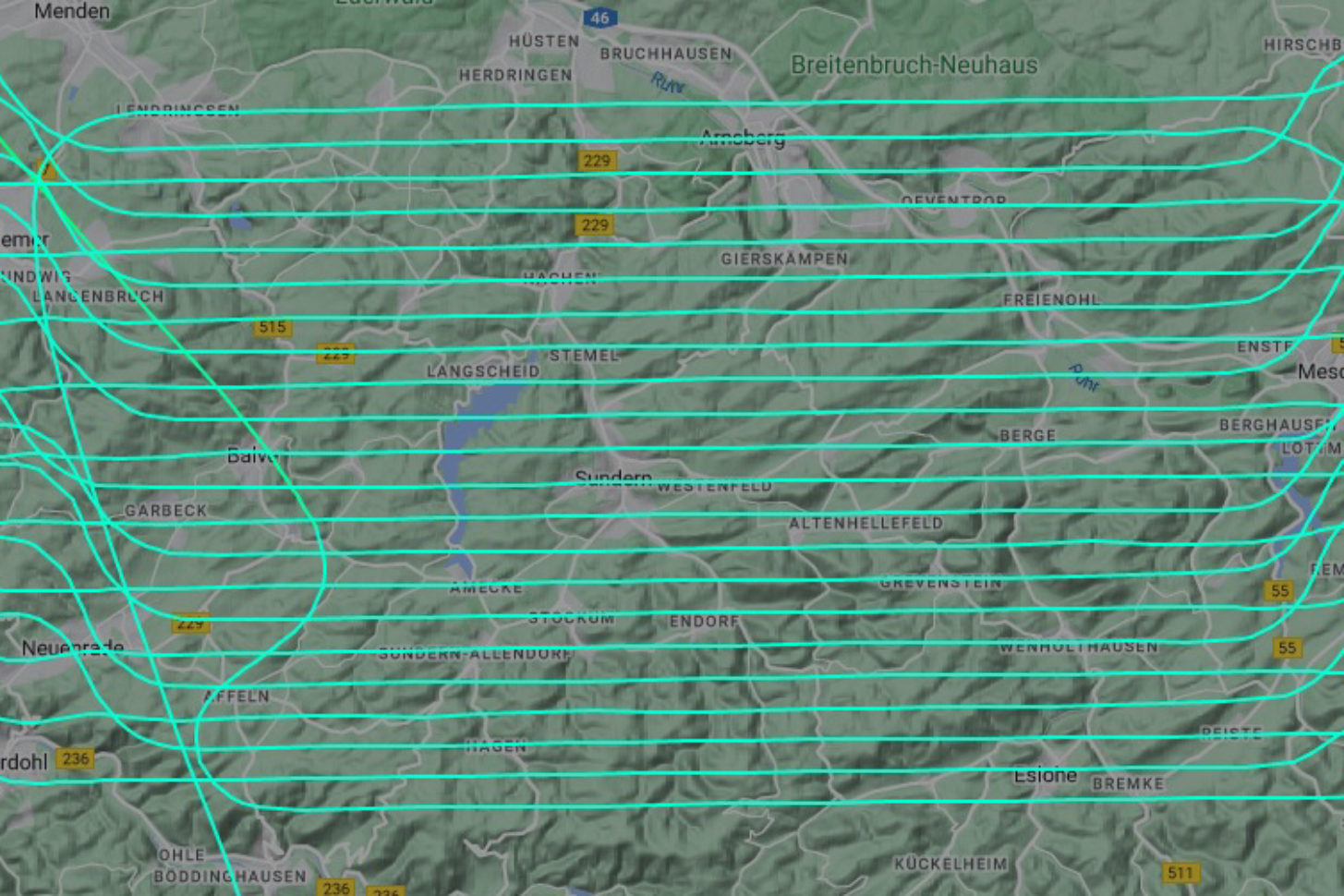 Wer solch ein seltsames Muster bei Flightradar24 entdeckt, ist oftmals verwundert.