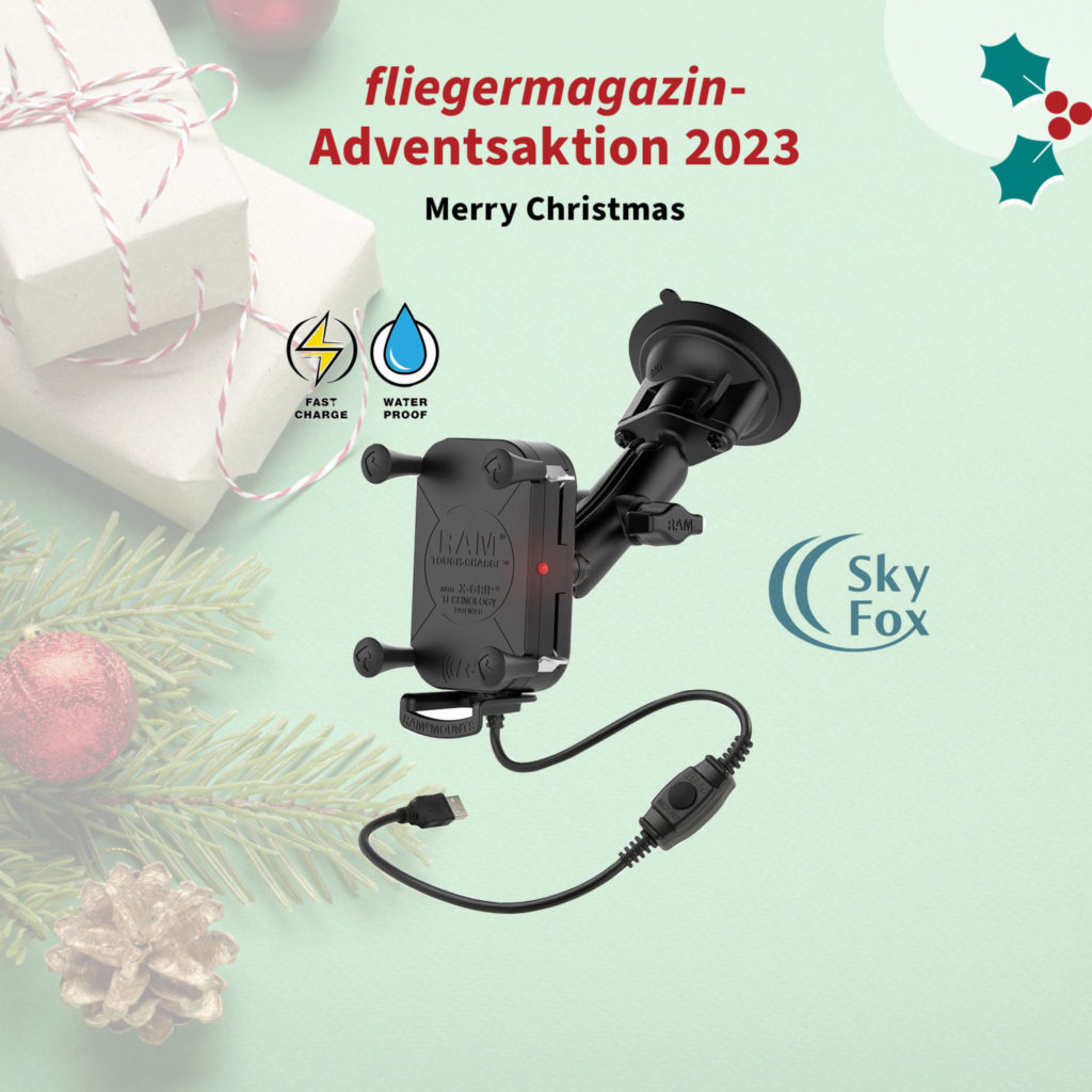 Der Preis am 10. Dezember ist eine praktische Halterung von RAM Mounts, die es sonst im Onlineshop von Sky Fox zu kaufen gibt.