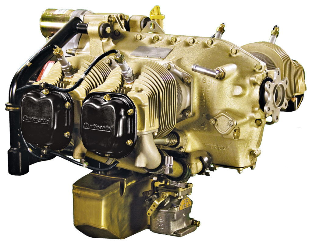 Der Continental O-200 Benzinmotor ist teilweise vergoldet.